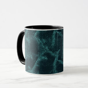 Texturerad svart och turkos mugg