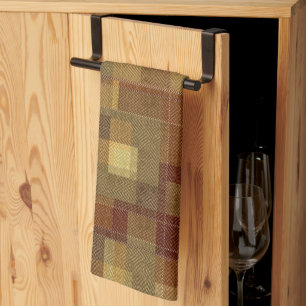 Texturerad svartvit brun tartan plaid. kökshandduk
