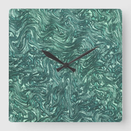 Texturerad sylt och grönaktiga cyanskuggningar fyrkantig klocka