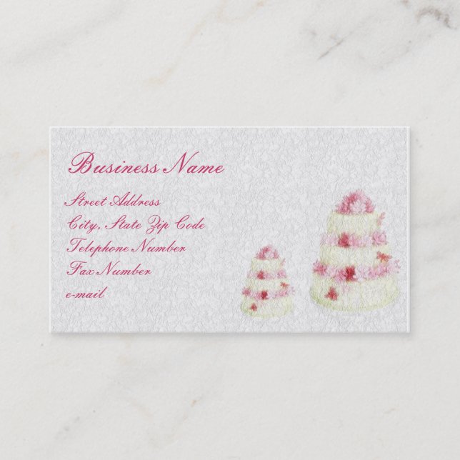 Texturerad tårta med den rosa textvisitkorten visitkort (Framsida)