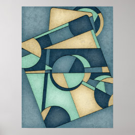 Texturerad Teal Guld Geometric Abstrakt Art Poster