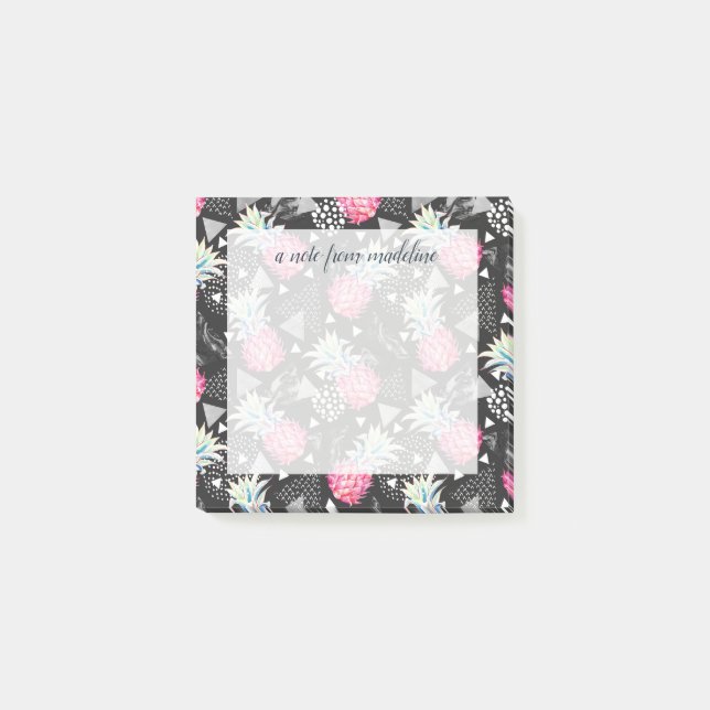 Texturerad triangelananas, Mönster Post-it Block (Framsida)