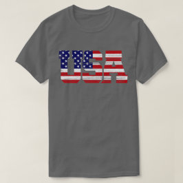 Texturerad USA flagga-typografi T Shirt