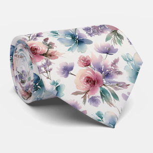 Texturerad Vattenfärg Gradient Blommönster Slips