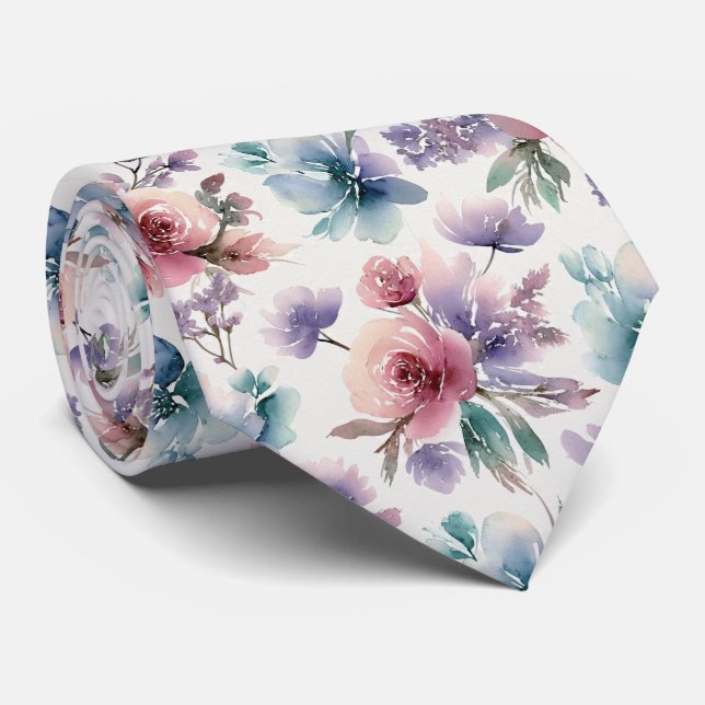 Texturerad Vattenfärg Gradient Blommönster Slips (Rullad)
