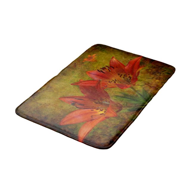 Texturerad Western Red Prairie Lily Icon Badrumsmatta (Vinklad)