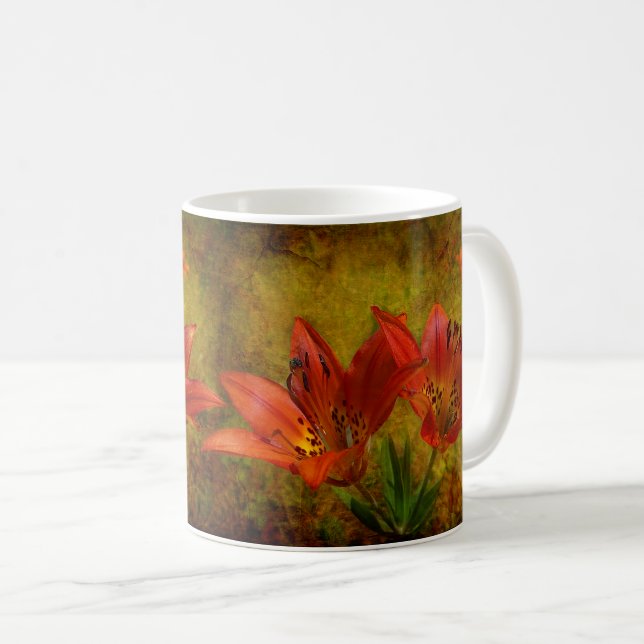 Texturerad Western Red Prairie Lily Icon Kaffemugg (Framsida höger)