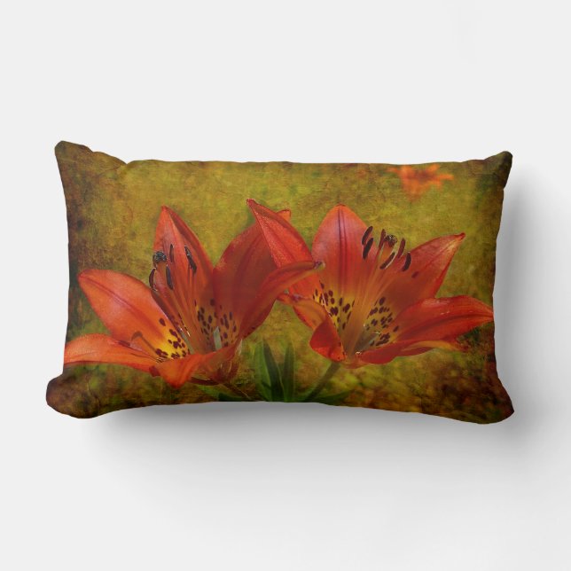 Texturerad Western Red Prairie Lily Icon Lumbarkudde (Framsida)