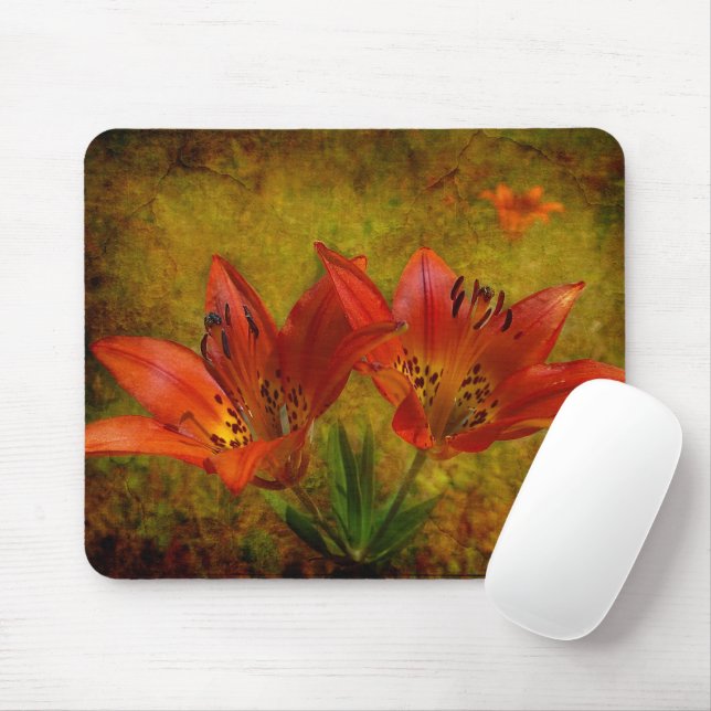Texturerad Western Red Prairie Lily Icon Musmatta (Med mus)