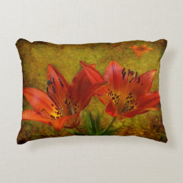 Texturerad Western Red Prairie Lily Icon Prydnadskudde