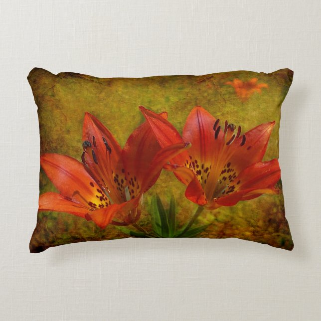 Texturerad Western Red Prairie Lily Icon Prydnadskudde (Framsidan)