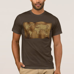 Texturerad WORLD MAP på Parchment T-Shirt