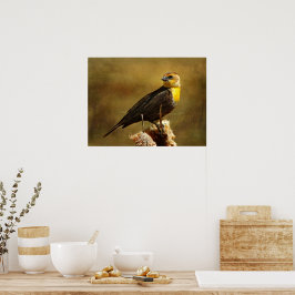 Texturerad Yell0whead Blackbird Framed Print Poster