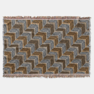 Texturerad, zigzag, grått och brun filt