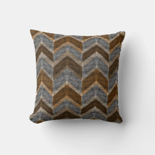 Texturerad, zigzag, grått och brun kudde