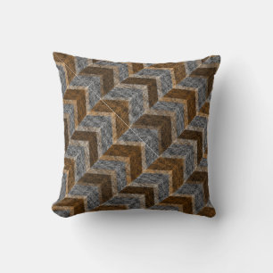 Texturerad, zigzag, grått och brun kudde