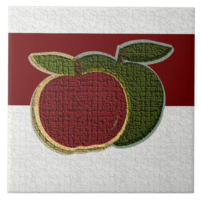 Texturerade äpplen (tranbär/vita) kakelplatta (Framsidan)