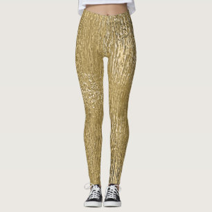 Texturerade baljväxter av Guld Faux metallic Shin Leggings