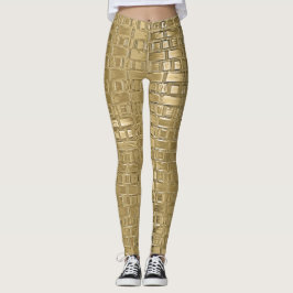 Texturerade baljväxter av typen Guld Faux Metallic Leggings