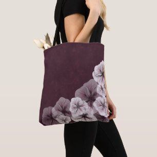 Texturerade Burgundy med blommor Tygkasse