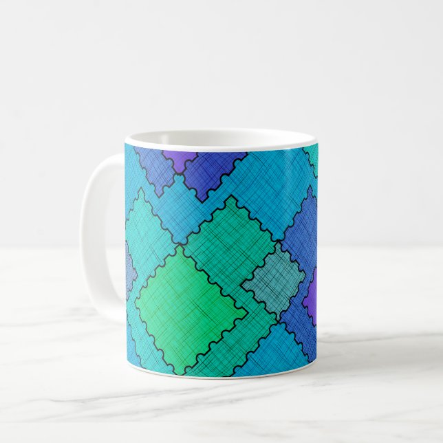 Texturerade fläckar flerfärgade penseldrag kaffemugg (Framsida vänster)