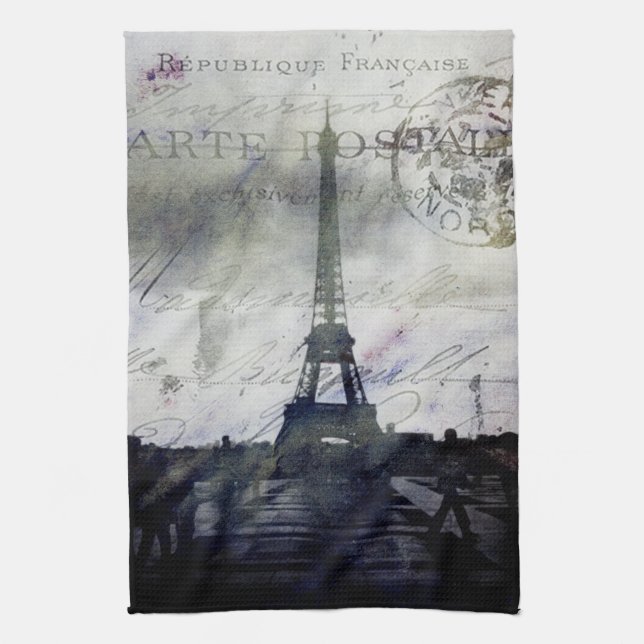 Texturerade Paris i lavendel Kökshandduk (Vertikal)