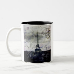Texturerade Paris i lavendel Två-Tonad Mugg