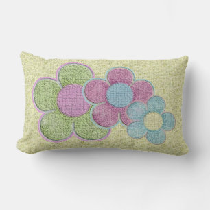 Texturerade pastellblommor lumbarkudde