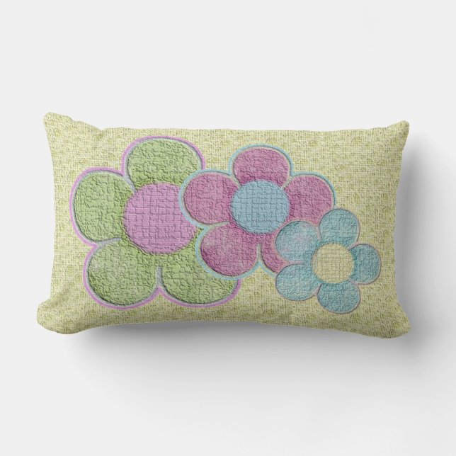 Texturerade pastellblommor lumbarkudde (Framsida)