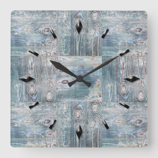 Texturerade träplåster inslag formgivning naturell fyrkantig klocka (Framsida)