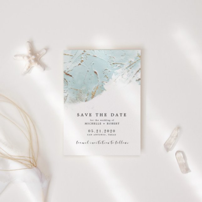 Texturerat blå guldfoto Spara datum Inbjudningar (Skapare uppladdad)