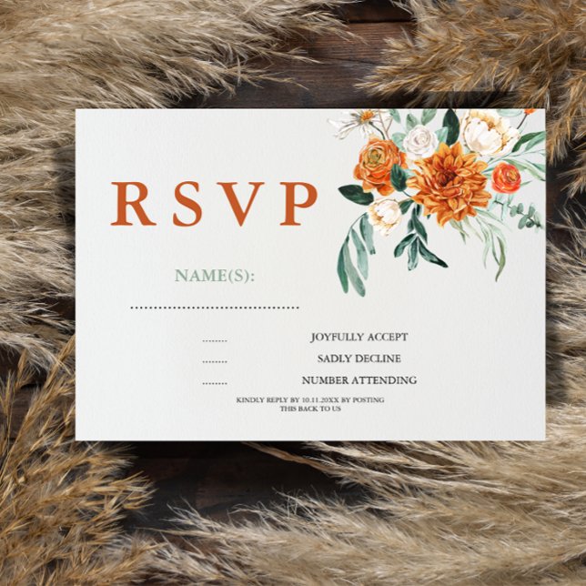 Texturerat Boho Pampasgräs Bröllops-RSVP-kort OSA Kort (Skapare uppladdad)
