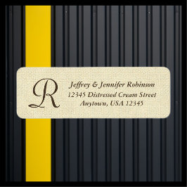 Texturerat Cream Namn och adressetikett Monogram Returadress Etikett