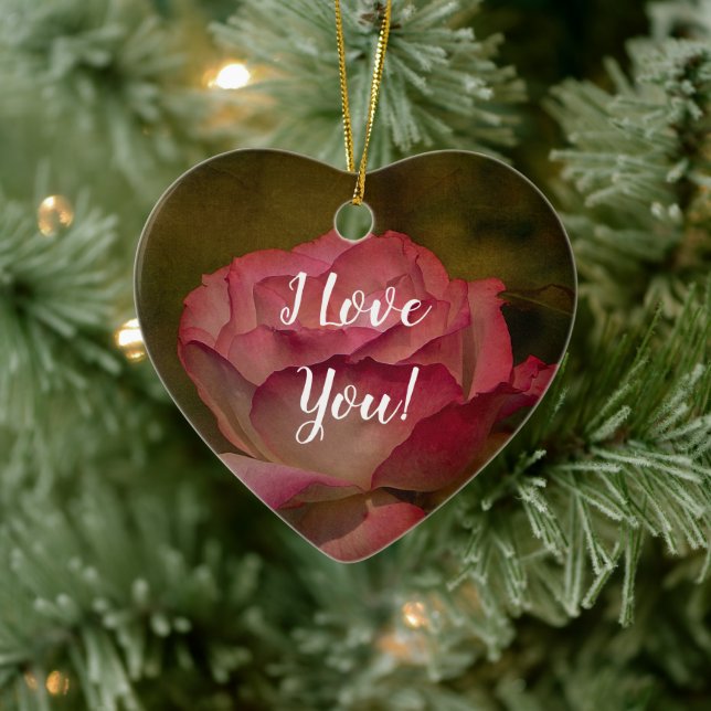 Texturerat djuphavsornament i Rosa ros Julgransprydnad Keramik (Träd)