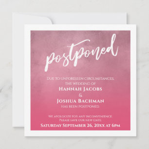Texturerat fet Rosa Ombre Postponed Bröllop Card Inbjudningar