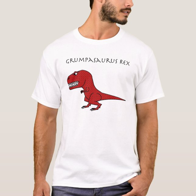 Texturerat Grumpasaurus Rex rött T Shirt (Framsida)