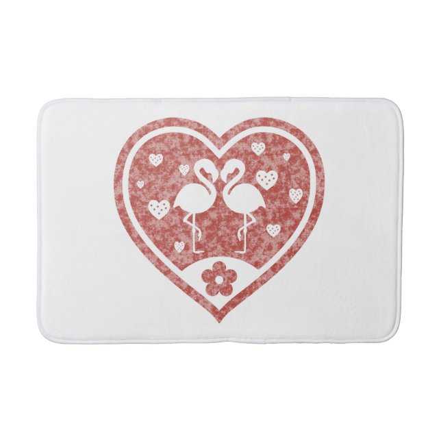 Texturerat Heart Flamingo Kärlek Badrumsmatta (Framsidan)