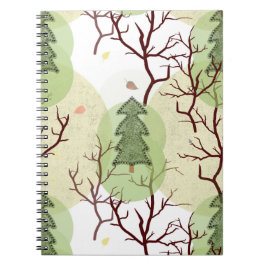 Texturerat Julgranar och torkat träd. Anteckningsbok