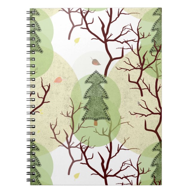 Texturerat Julgranar och torkat träd. Anteckningsbok (Framsidan)