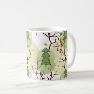 Texturerat Julgranar och torkat träd. Kaffemugg