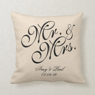 Texturerat Mr.&Mrs.Personalized-bomullstyg Kudde