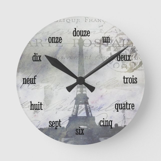 Texturerat Paris i Lavender Wall Clock Rund Klocka (Framsida)