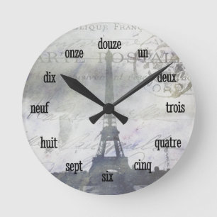 Texturerat Paris i Lavender Wall Clock Rund Klocka