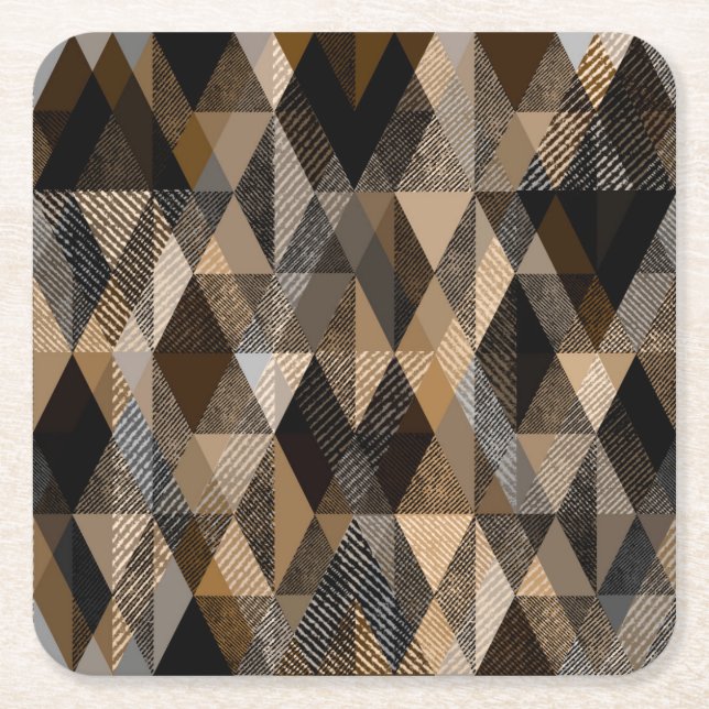 Texturerat rombbrunt med beige underlägg papper kvadrat (Framsidan)