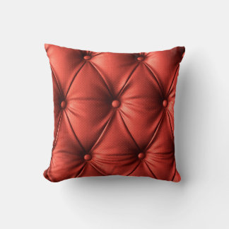 Texturerat rött läder: Detaljerat material på nära Kudde