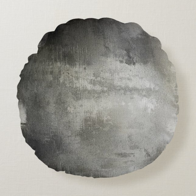 texturerat svartvitt för grunge för konst abstrakt rund kudde (Framsidan)