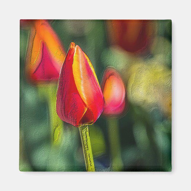 Texturerat tulip Garden Magnet (Framsidan)