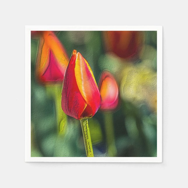 Texturerat tulip Garden Pappersservett (Framsidan)