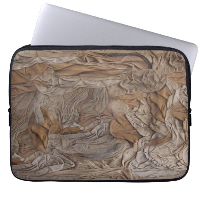 Texturerat utseende av läder och träler laptop fodral (Framsidan)