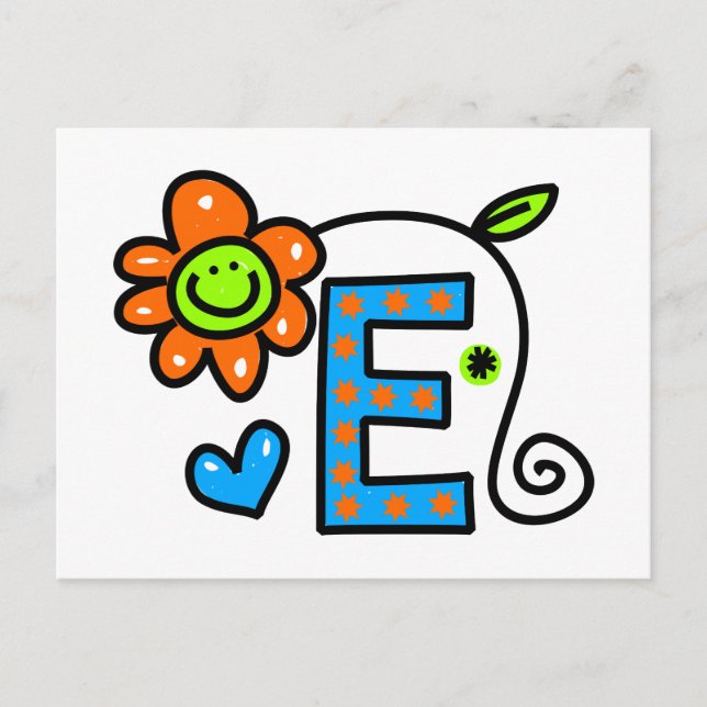 Textuttryck för Cute Monogram Brev E Hälsning Vykort (Framsida)
